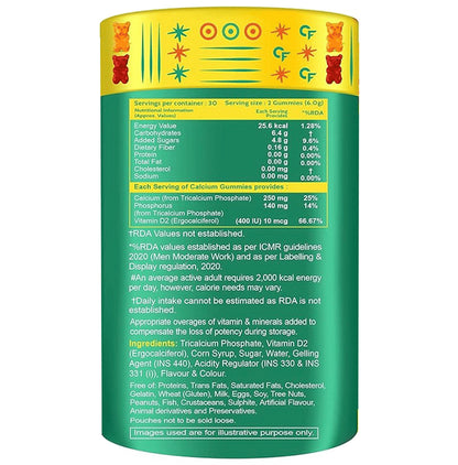 Carbamide Forte Calcium & Vitamin-D Gummies For Women & Men Gluten Free Mango & Strawberry