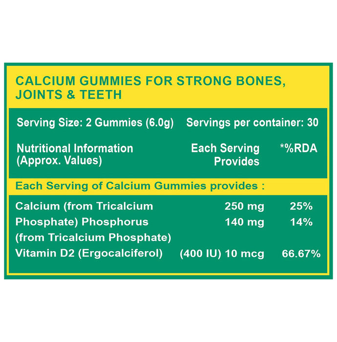 Carbamide Forte Calcium & Vitamin-D Gummies For Women & Men Gluten Free Mango & Strawberry