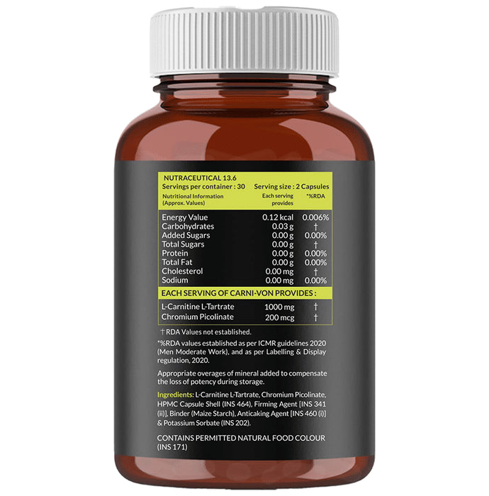 Carbamide Forte L-Carnitine L-Tartrate 1000mg | For Recovery, Stamina, Fat Burn & Energy | Capsule