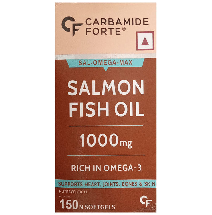 Carbamide Forte Salmon Fish Oil with 1000mg | Rich in Omega 3 | | Softgel Capsule for Heart, Joints, Bones & Skin Health - Classic Derma