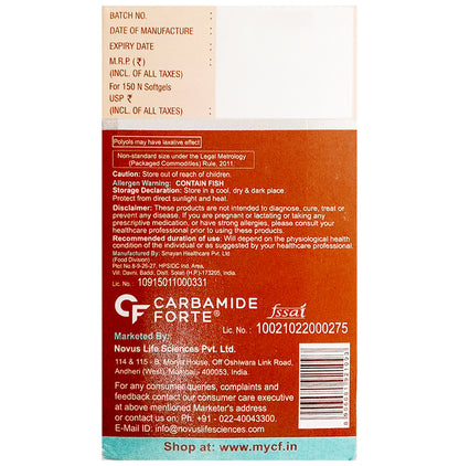 Carbamide Forte Salmon Fish Oil with 1000mg | Rich in Omega 3 | | Softgel Capsule for Heart, Joints, Bones & Skin Health