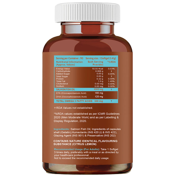 Carbamide Forte Salmon Fish Oil with 1000mg | Rich in Omega 3 | | Softgel Capsule for Heart, Joints, Bones & Skin Health