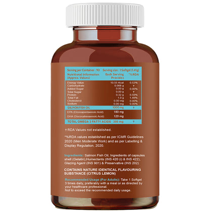 Carbamide Forte Salmon Fish Oil with 1000mg | Rich in Omega 3 | | Softgel Capsule for Heart, Joints, Bones & Skin Health