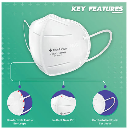 Care View CV1221 N95 FFP2 Certified Earloop with 6 Layers Filtration Protective Mask Universal White