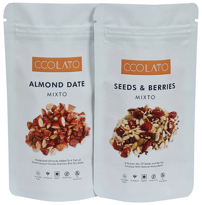 Ccolato Combo Pack of Almond Date and Seed & Berries Mixto (100 gm Each) - Classic Derma