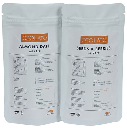 Ccolato Combo Pack of Almond Date and Seed & Berries Mixto (100 gm Each)