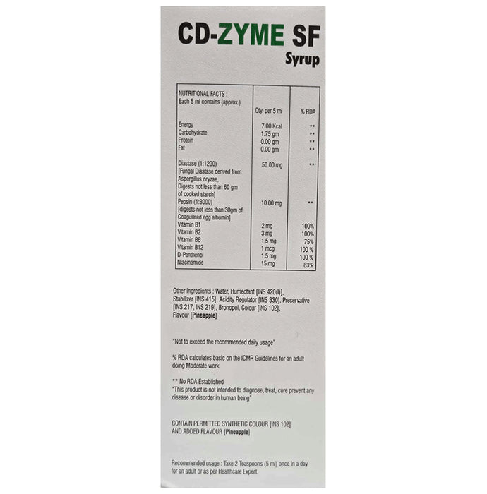 Cd-Zyme SF Syrup Sugar Free
