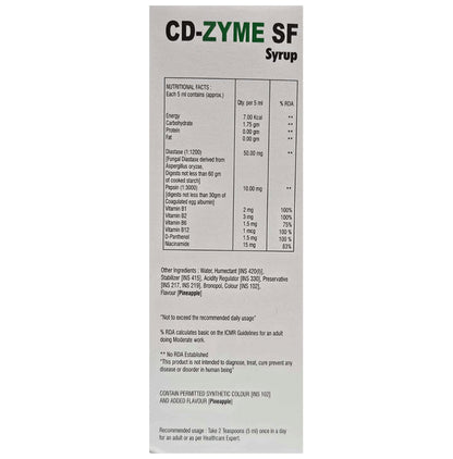 Cd-Zyme SF Syrup Sugar Free