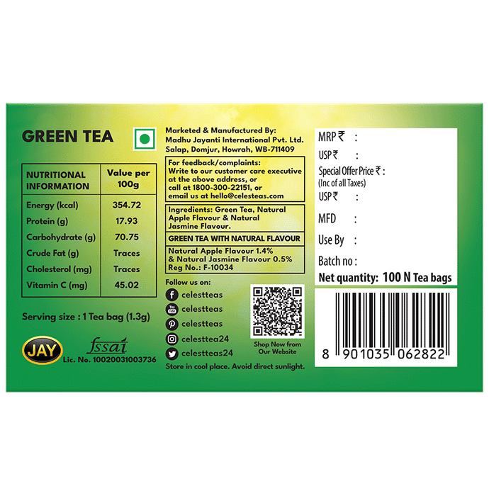 Celest Green Tea Bag (100 Each)