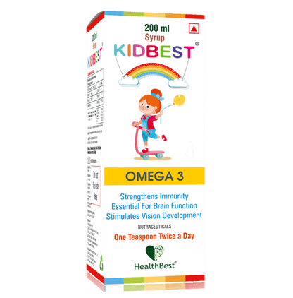 HealthBest Kidbest Omega 3 for Immunity, Brain & Vision Support | Syrup - Classic Derma