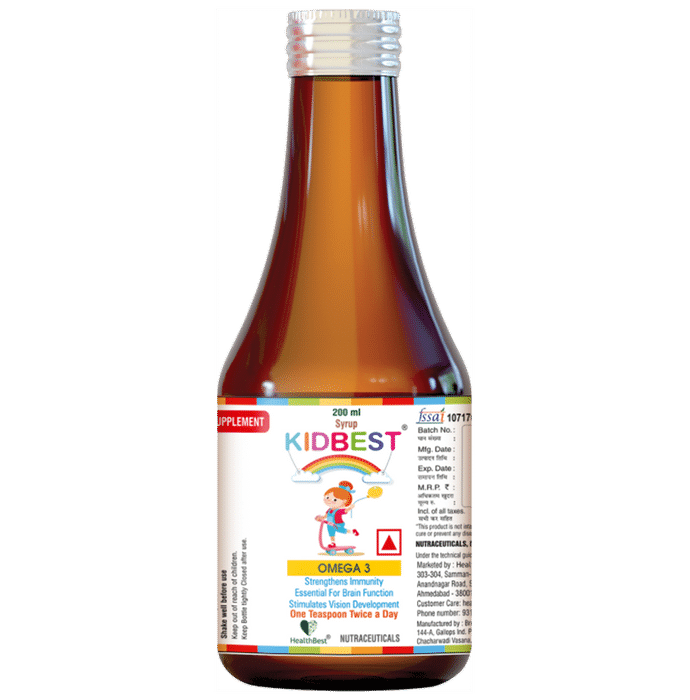 HealthBest Kidbest Omega 3 for Immunity, Brain & Vision Support | Syrup
