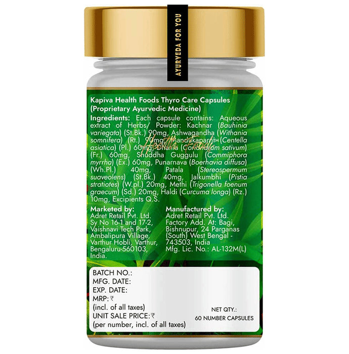 Kapiva Kapiva Thyro Care Capsule | Manage Hypothyroidism | Reduce dependence on Thyroid Medicines | Capsule