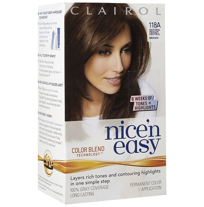 Clairol Nice'n Easy 118A Natural Medium Neutral Permanent Hair Color Brown - Classic Derma