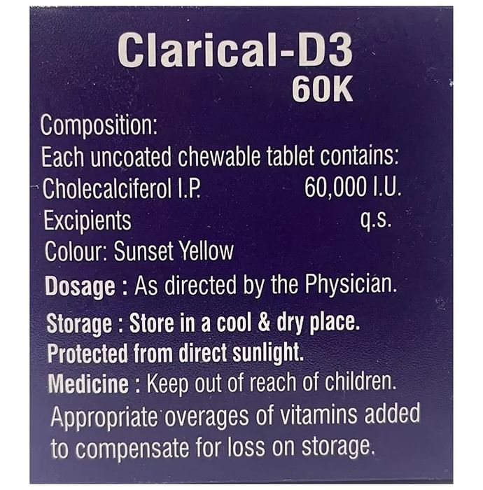 Clarical-D3 60K Chewable Tablet Orange