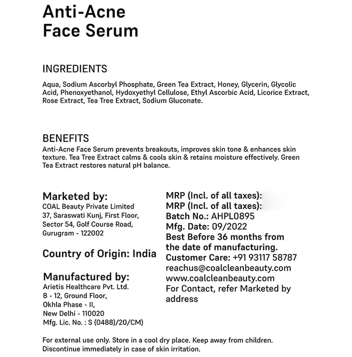 Coal Clean Beauty Anti-Acne Face Serum for Men