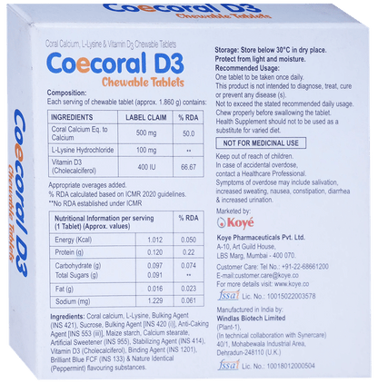 Coecoral D3 Chewable Tablet Mint
