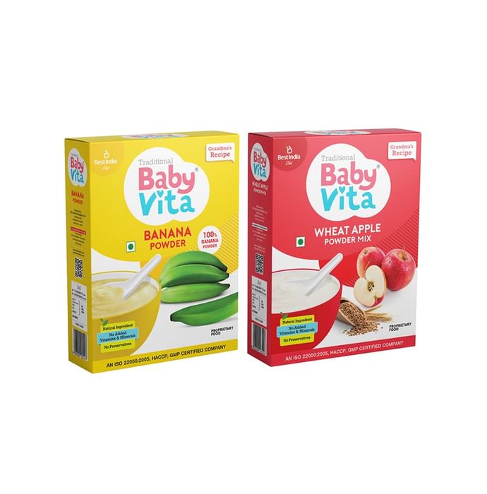 Combo Pack of Banana Powder and Wheat Apple Powder Mix (200gm Each) - Classic Derma