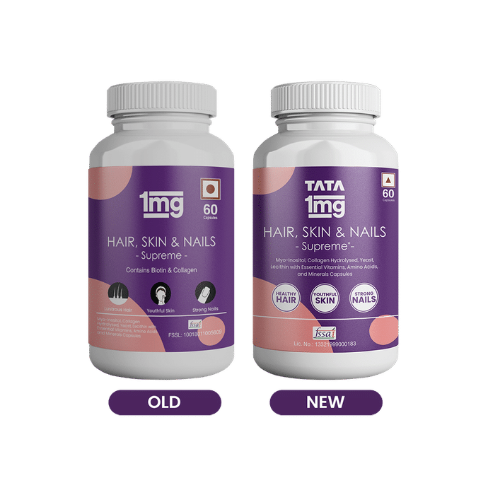 Combo Pack of Tata 1mg Multivitamin Supreme Capsule (60),Calcium+Vitamin D3 Advance Tablet (60) & Hair, Skin & Nails Supreme Biotin Capsule (60)