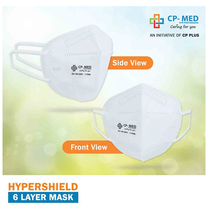 CP-Med N95 FFP2 Hypashield 6 Layers Anti-Bacterial Mask with Earloop Universal White