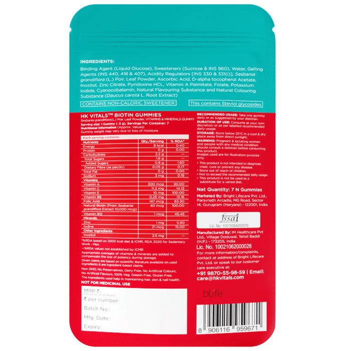 Healthkart HK Vitals Biotin Gummies Strawberry Trial Pack