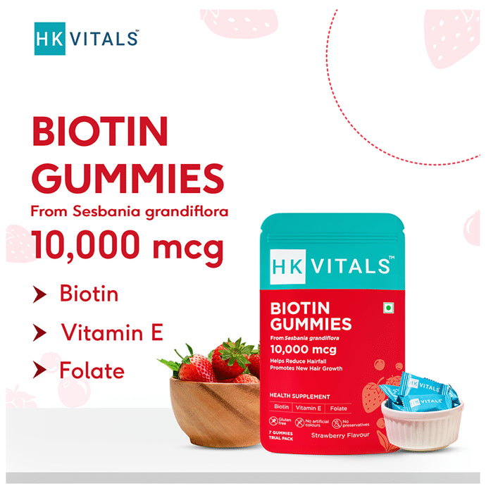 Healthkart HK Vitals Biotin Gummies Strawberry Trial Pack