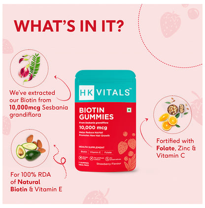 Healthkart HK Vitals Biotin Gummies Strawberry Trial Pack