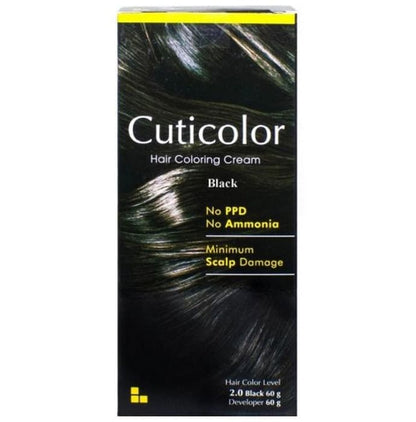 Cuticolor Black Hair Coloring Cream | PPD & Ammonia-Free - Classic Derma