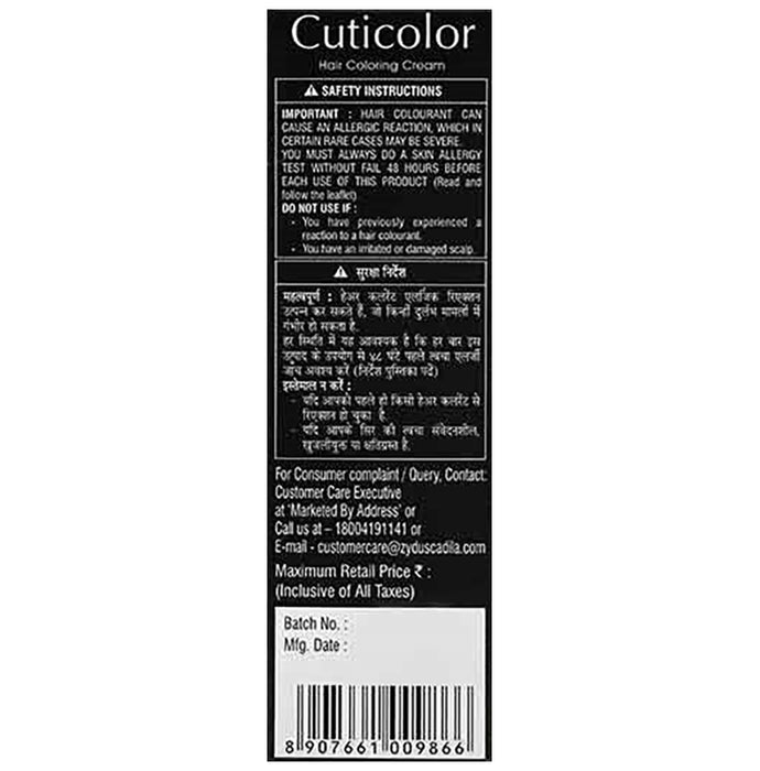Cuticolor Black Hair Coloring Cream | PPD & Ammonia-Free