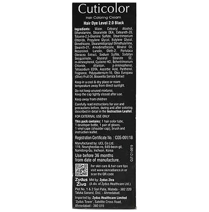 Cuticolor Black Hair Coloring Cream | PPD & Ammonia-Free