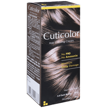 Cuticolor Dark Brown Hair Coloring Cream | PPD & Ammonia-Free - Classic Derma