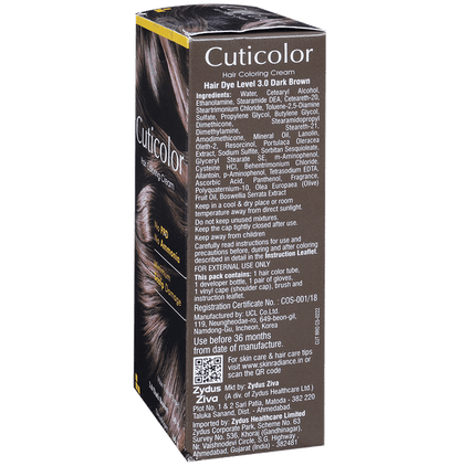 Cuticolor Dark Brown Hair Coloring Cream | PPD & Ammonia-Free