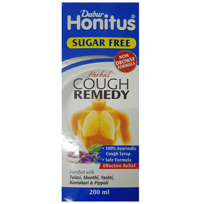 Dabur Sugar Free Honitus Honey-Based Ayurvedic Cough Syrup | Fast Relief from Cough, Cold & Sore Throat | Non-Drowsy - Classic Derma