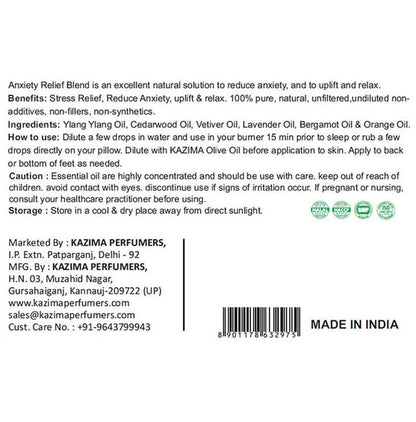 Kazima Anxiety Relief 100% Pure Essential Oil