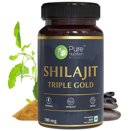 Pure Nutrition Shilajit Triple Gold Veg Capsule - Classic Derma