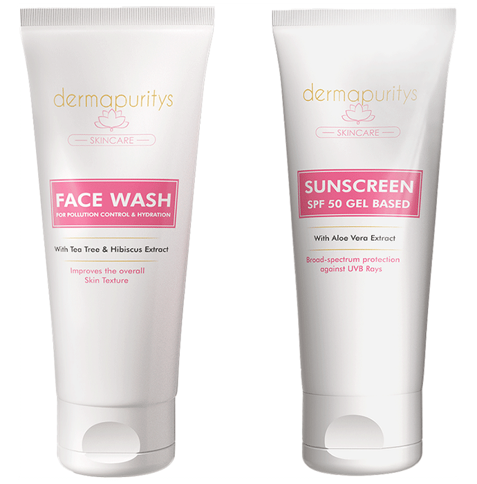 Dermapuritys Combo Pack of Face Wash for Pollution Control and Hydration & Sunscreen SPF 50 gel based (100ml Each) - Classic Derma