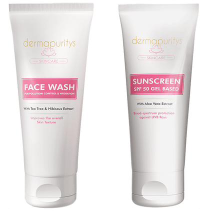 Dermapuritys Combo Pack of Face Wash for Pollution Control and Hydration & Sunscreen SPF 50 gel based (100ml Each) - Classic Derma