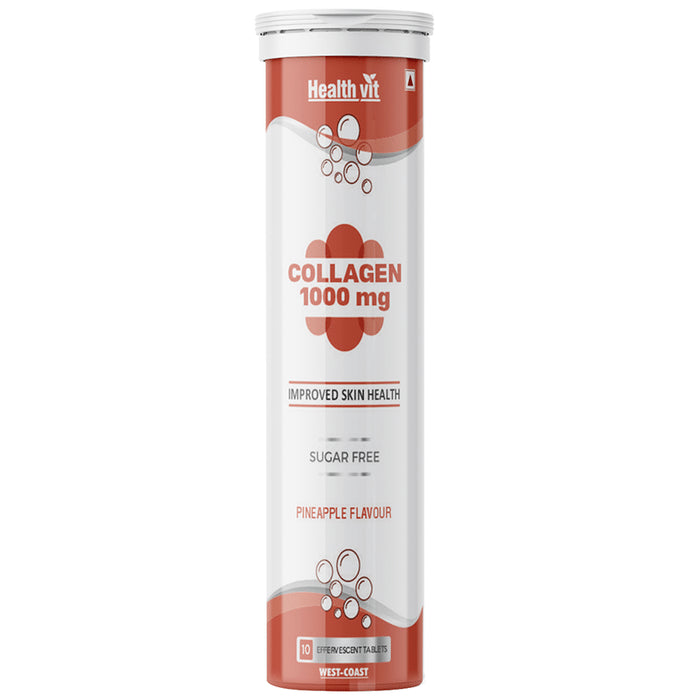 HealthVit Collagen 1000mg Effervescent Tablet Pineapple Sugar Free - Classic Derma