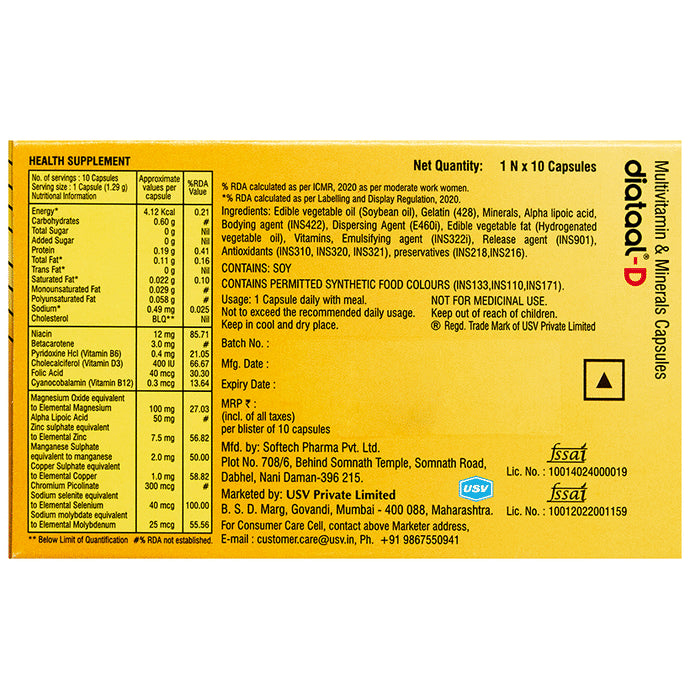 Diataal-D Multivitamin & Mineral Capsule