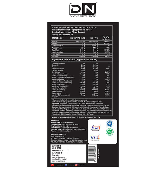 Divine Nutrition Hunk Gainer Swiss Chocolate