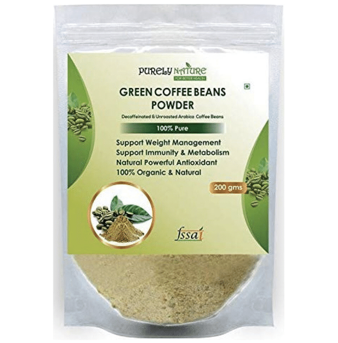 Purely Nature Decaffeinated & Unroasted Arabica Green Coffee Beans Powder - Classic Derma