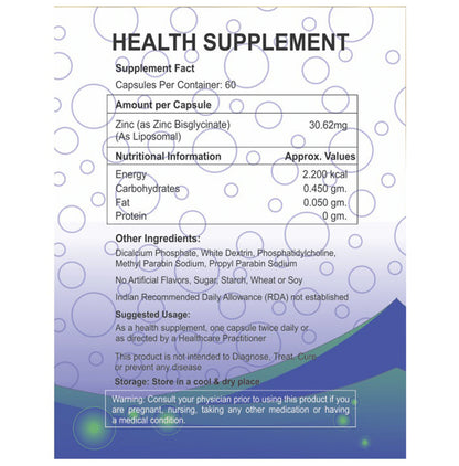 Lipomer Liposomal Zinc Vegetarian Capsule