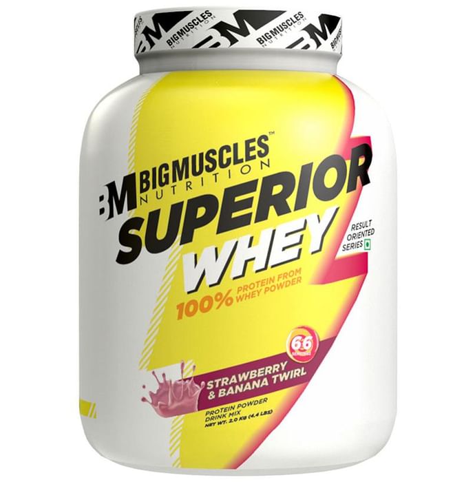 Big Muscles Superior Whey Protein Powder Strawberry & Banana Twirl - Classic Derma