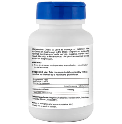 HealthVit Magnesium Oxide 400mg | For Muscles, Bones & Nervous System | Capsule
