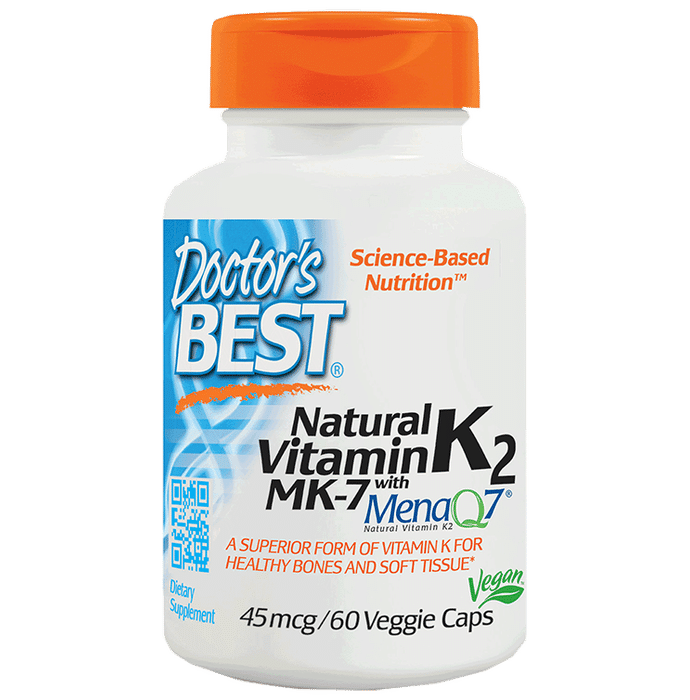 Doctor's Best Natural Vitamin K2 with MK 7, 45mcg Veggie Caps | For Healthy Bones & Soft Tissue - Classic Derma