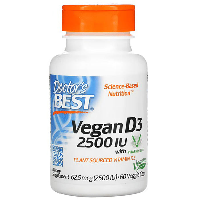 Doctor's Best Vegan D3 2500IU Veggie Caps | Plant-Sourced Vitamin D - Classic Derma