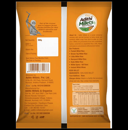 Adithi Millets Combo Pack of Proso 500g ,Little 500g,Kodo 500g,Barniyard 500g