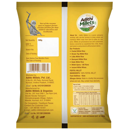 Adithi Millets Foxtail Millet Rice (500gm Each)