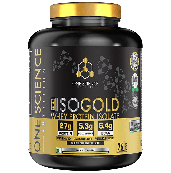 One Science Nutrition 100% Iso Gold Whey Protein Isolate Powder Vanilla Swirl - Classic Derma