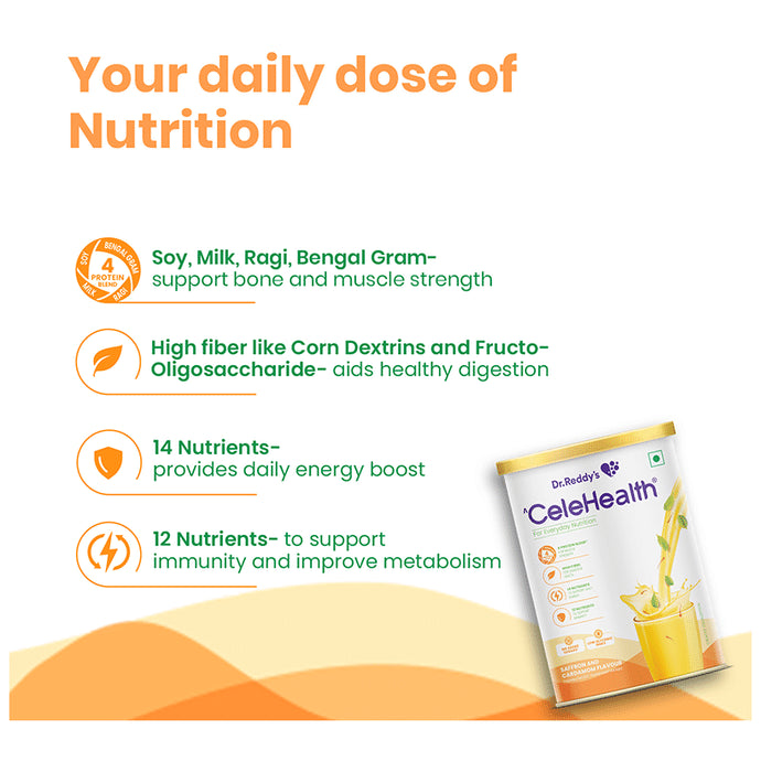 Dr Reddy's CeleHealth Nutritional Drink Low Glycemic Index, No Added Sugars Saffron and Cardamom