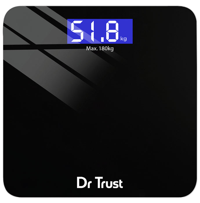 Dr Trust USA Electronic Zen Rechargeable Digital Personal Weighing Scale with Temperature Display Black - Classic Derma